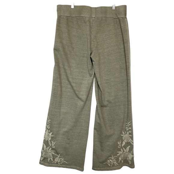 Karyn Seo Wide Leg Embroidered Pants Size M Sage Green Boho Cottagecore NWT - Picture 2 of 10